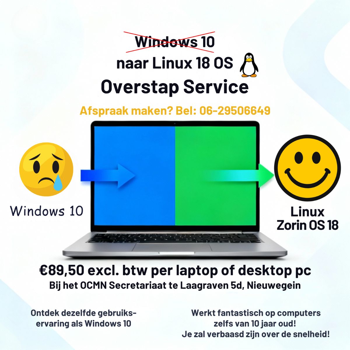 Windows 10 naar Linux Zorin OS 18 overstap service van OCMN